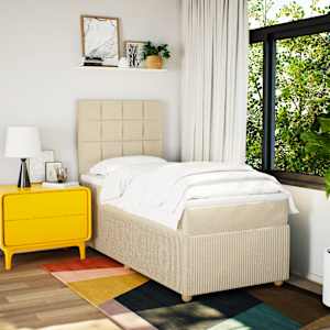 Box spring postel s matrací krémová 100 x 200 cm textil - obrázek 4