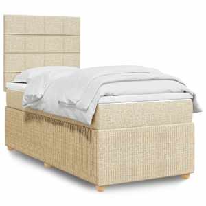 Box spring postelja z vzmetnico krem 100x200 cm blago