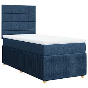 Box spring postel s matrací modrá 100 x 200 cm textil - obrázek 3