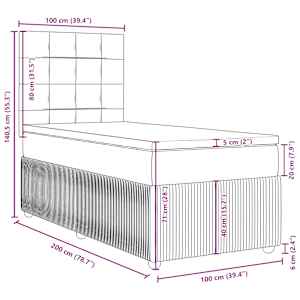 Box spring postel s matrací modrá 100 x 200 cm textil - obrázek 18