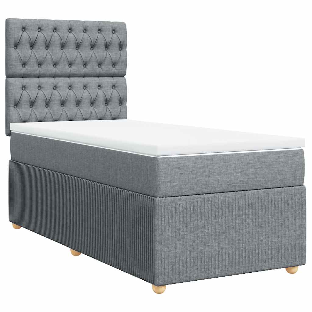 vidaXL Boxspring met matras stof lichtgrijs 100x200 cm afbeelding