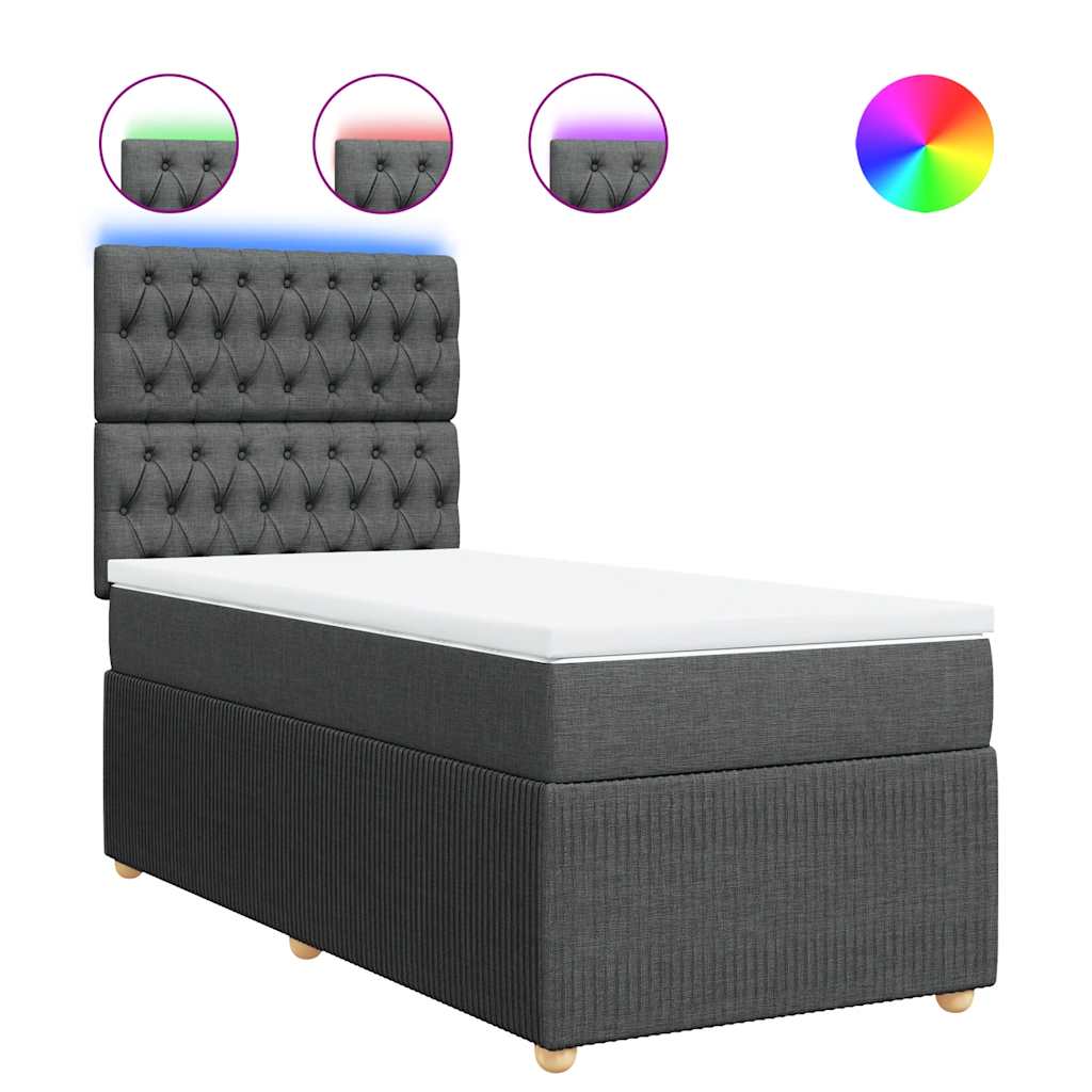 vidaXL Boxspring met matras stof donkergrijs 100x200 cm grijs, foto 3