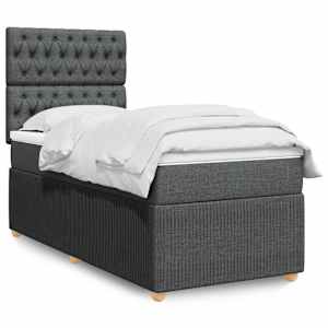 Box spring postelja z vzmetnico temno siva 100x200 cm blago