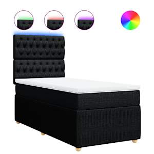Box spring postel s matrací černá 100 x 200 cm textil - obrázek 2