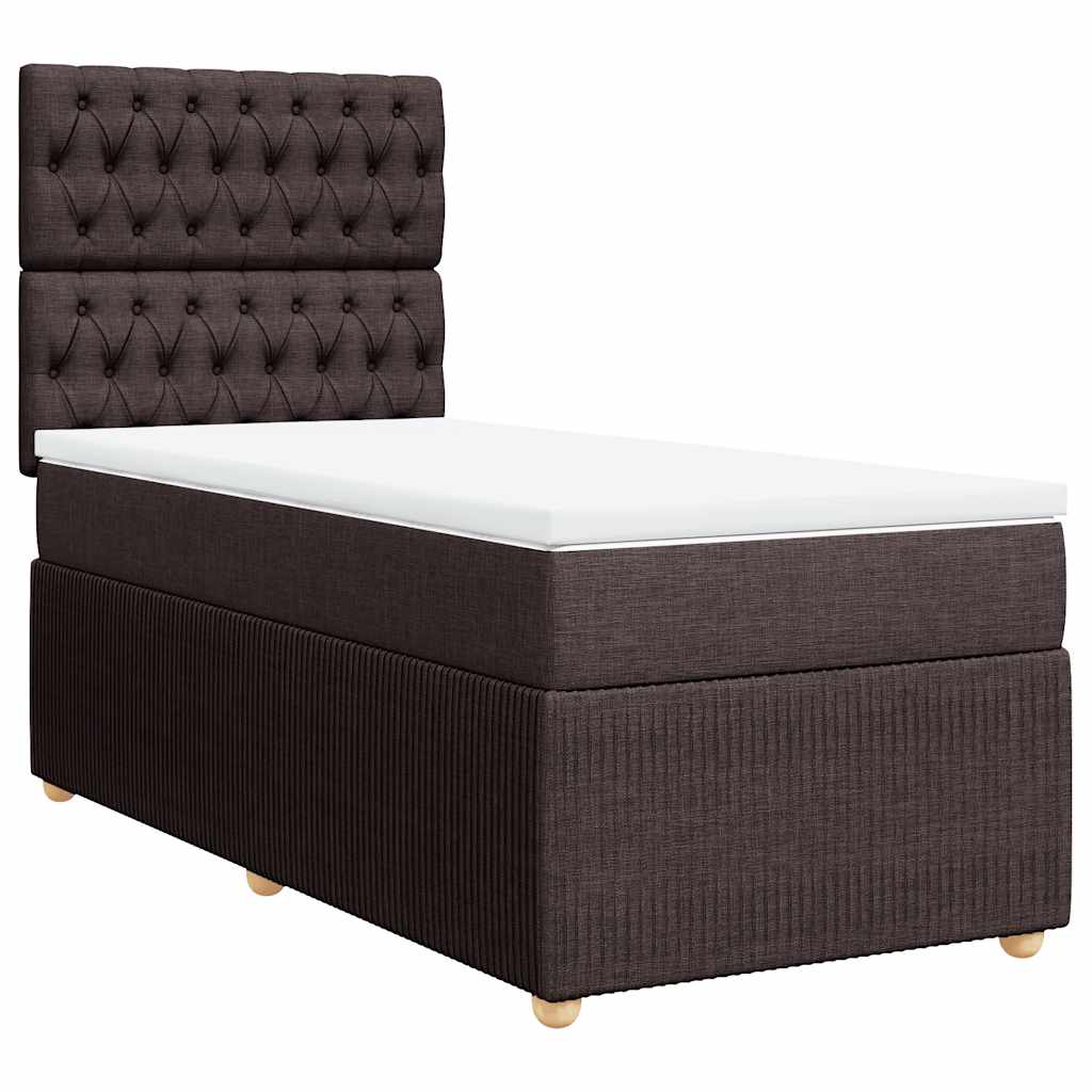 vidaXL Boxspring met matras stof donkerbruin 100x200 cm afbeelding