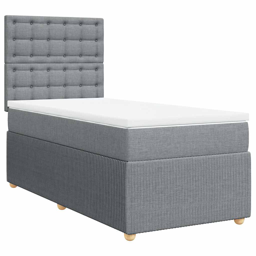 vidaXL Boxspring met matras stof lichtgrijs 100x200 cm afbeelding