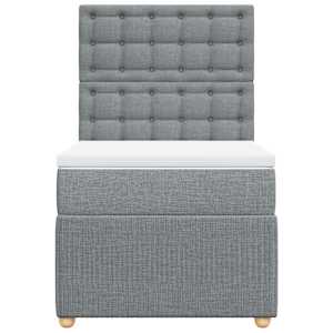 Box spring postel s matrací světle šedý 100 x 200 cm textil - obrázek 6