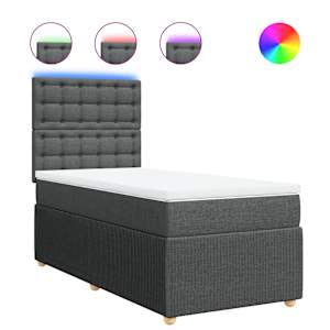 Box spring postel s matrací tmavě šedá 100 x 200 cm textil - obrázek 2