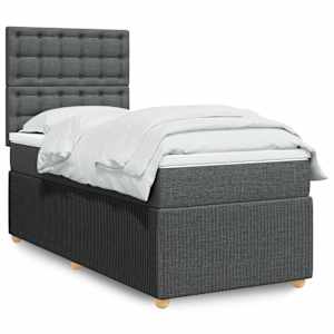 Box spring postelja z vzmetnico temno siva 100x200 cm blago