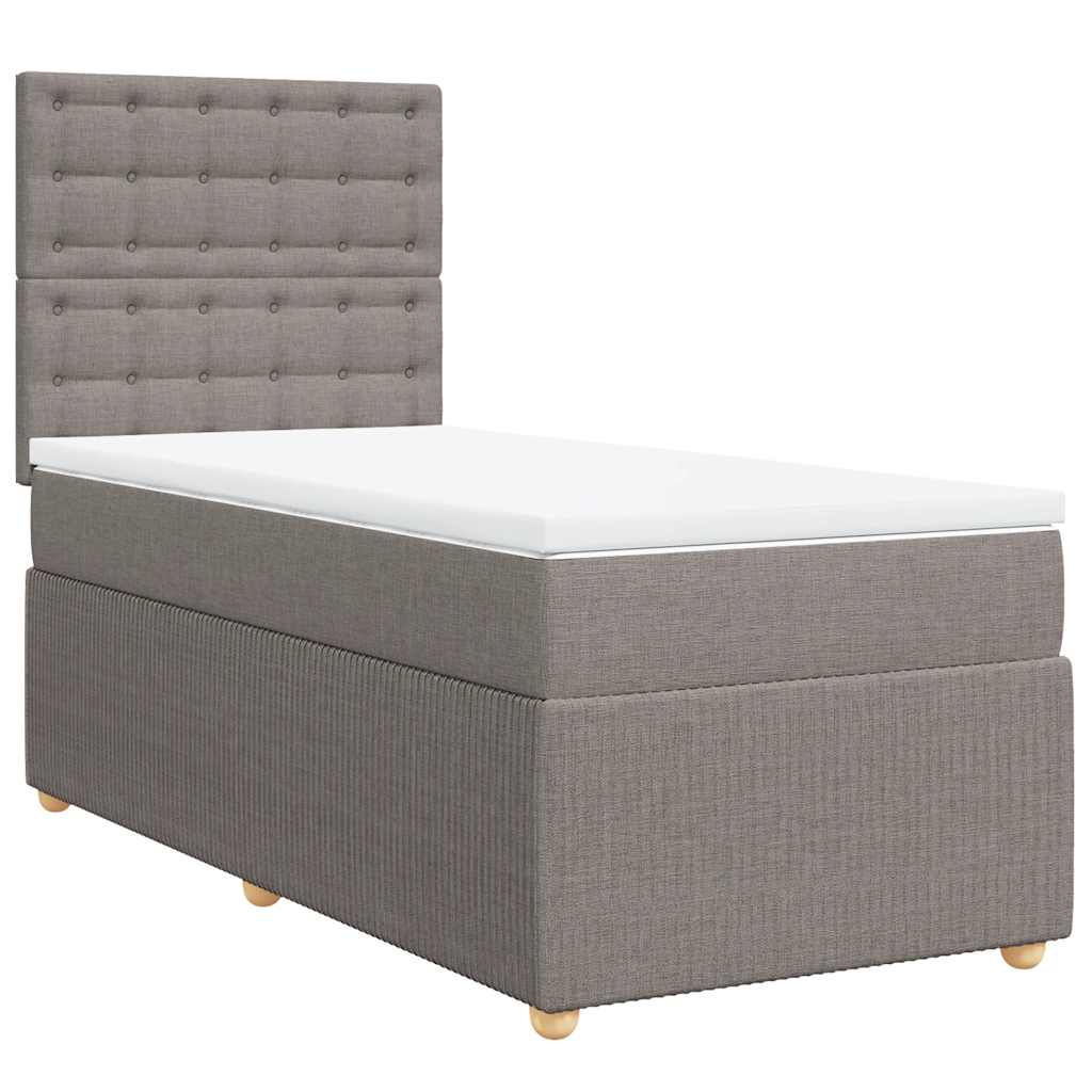 vidaXL Boxspring met matras stof taupe 100x200 cm afbeelding