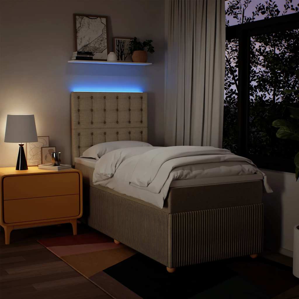 vidaXL Boxspring met matras stof crèmekleurig 100x200 cm, foto 4