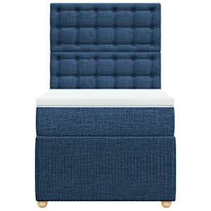 Box spring postel s matrací modrá 100 x 200 cm textil - obrázek 6