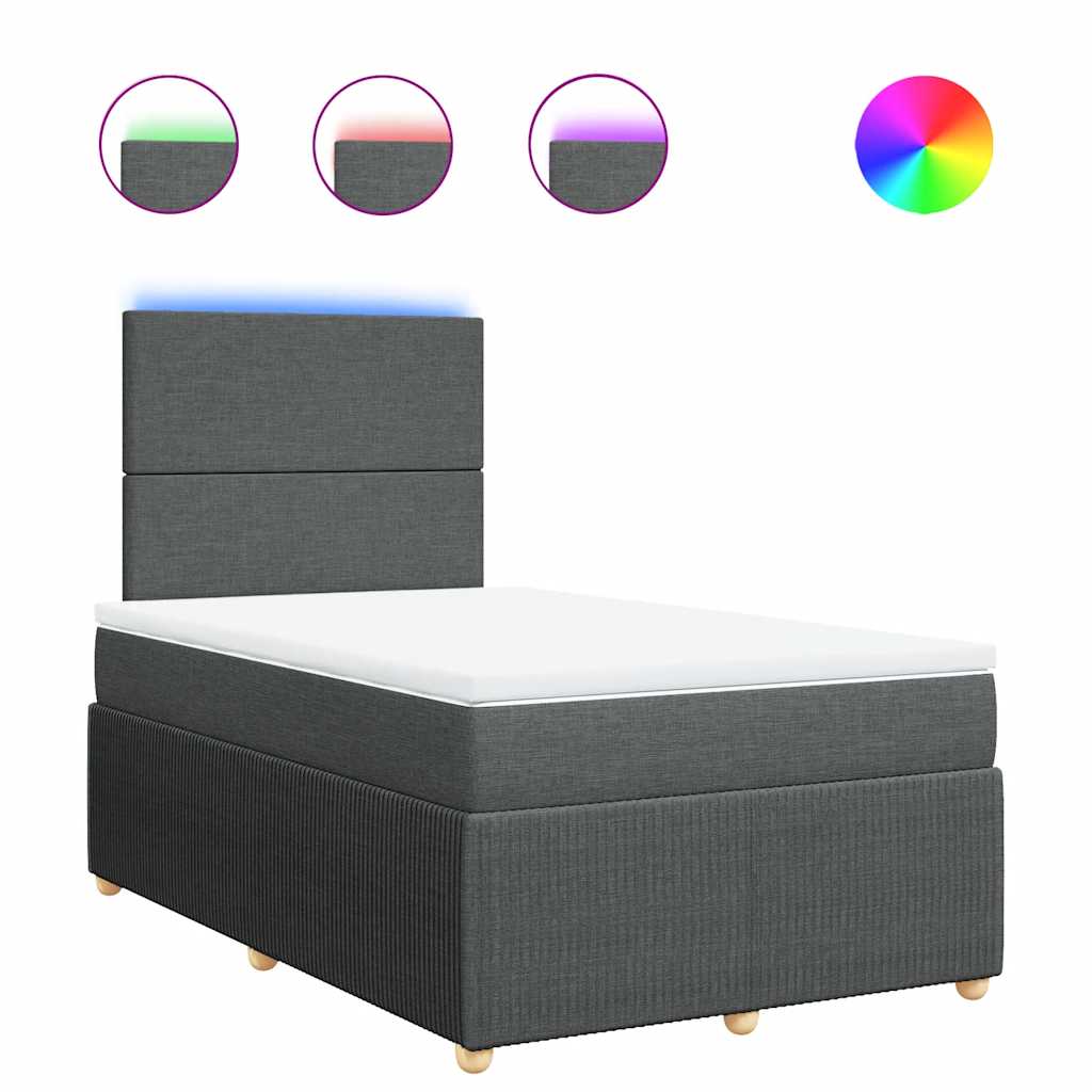 vidaXL Box spring postel s matrací tmavě šedá 120x190 cm textil