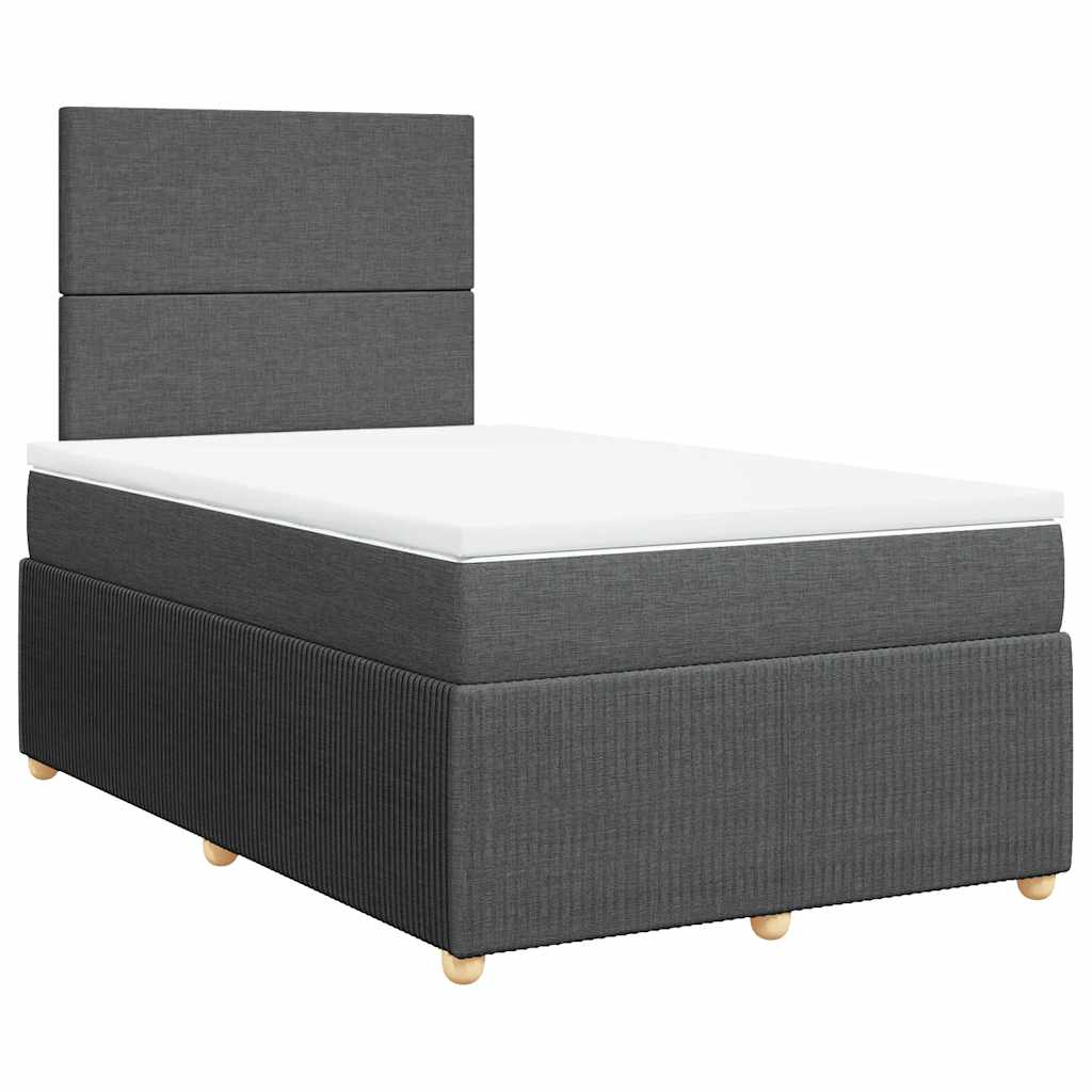 vidaXL Boxspring met matras stof donkergrijs 120x190 cm afbeelding