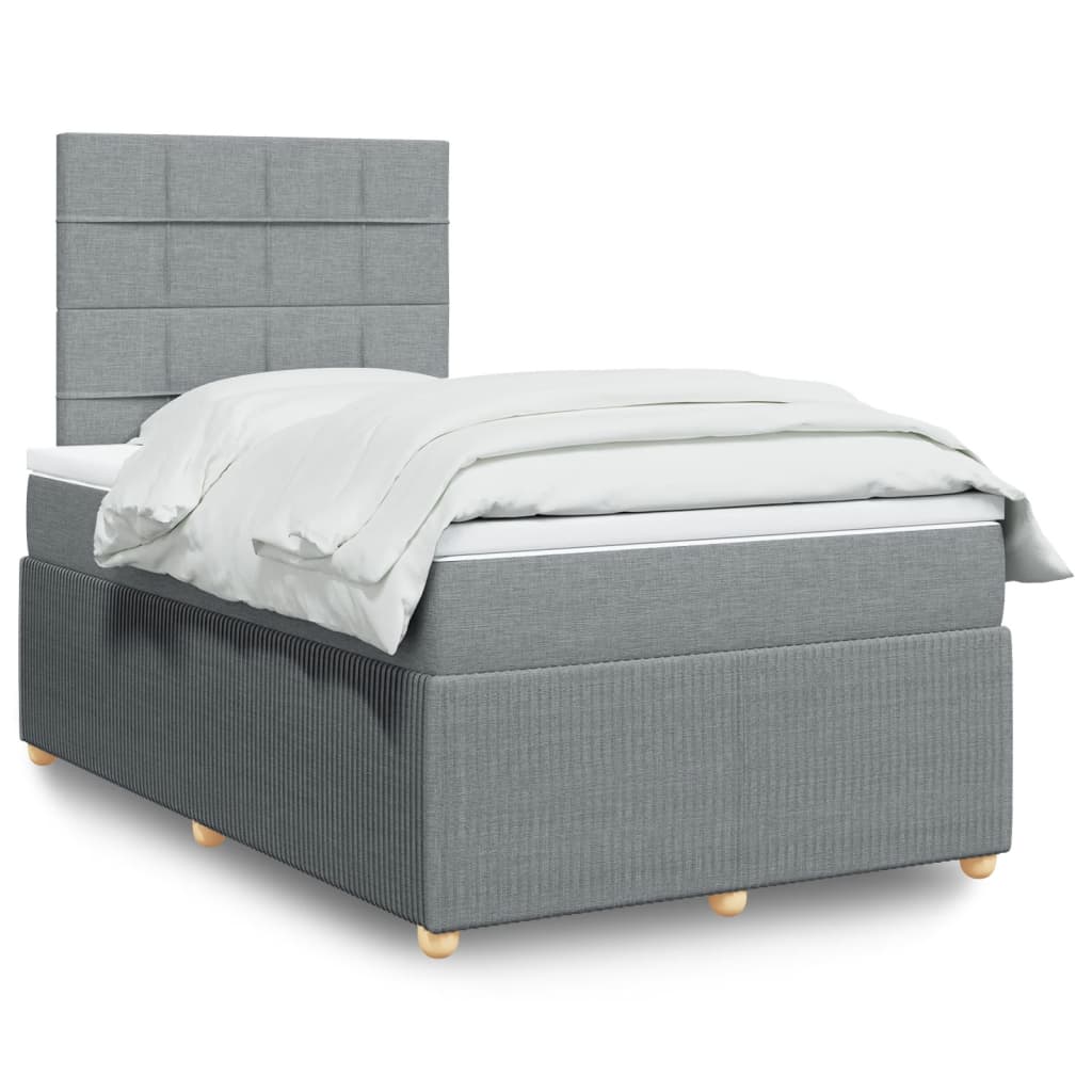 Boxspringbett mit Matratze Hellgrau 120×190 cm Stoff