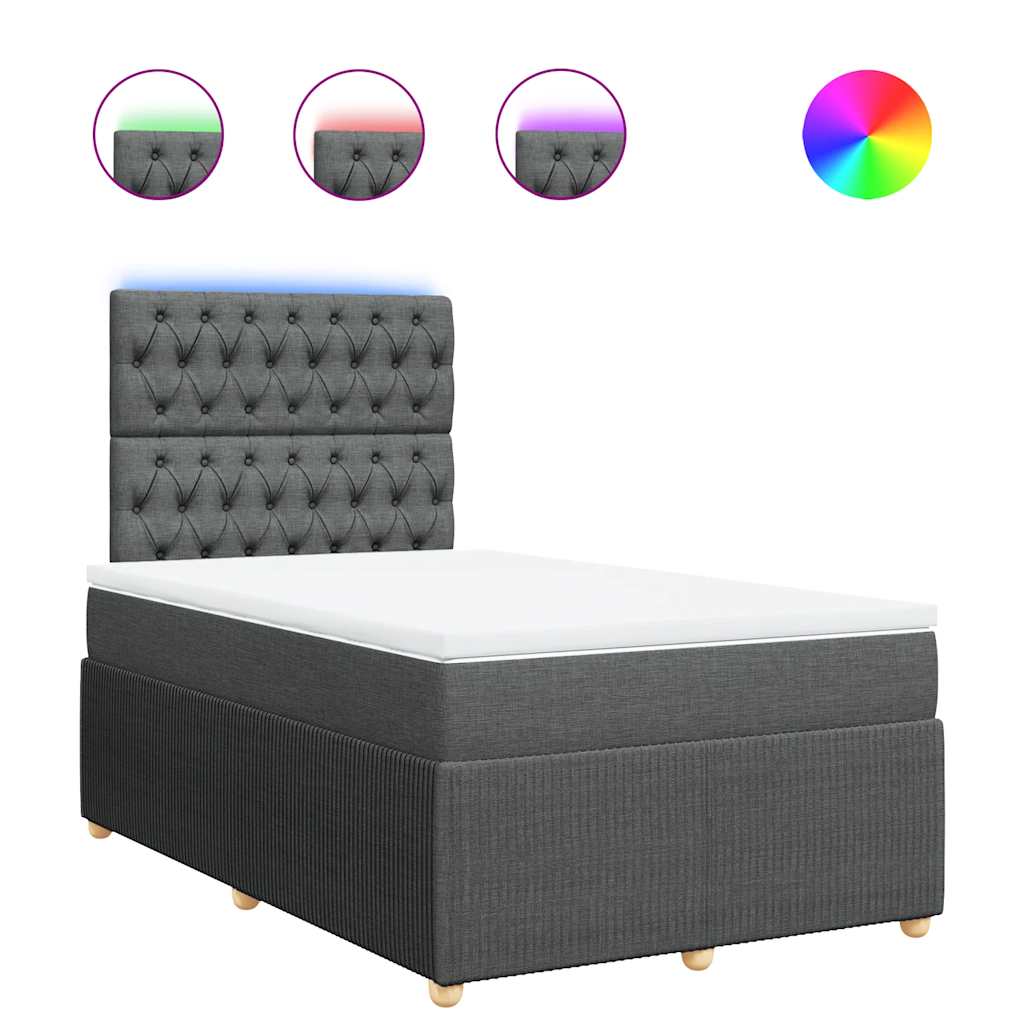 Thumbnail - vidaXL Boxspringbett mit Matratze Dunkelgrau 120x190 cm Stoff