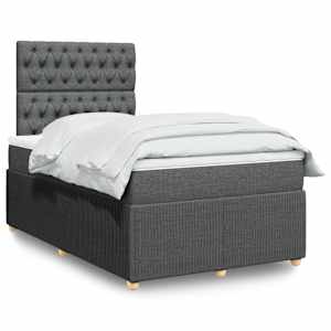 Box spring postel s matrací tmavě šedá 120x190 cm textil - obrázek 1