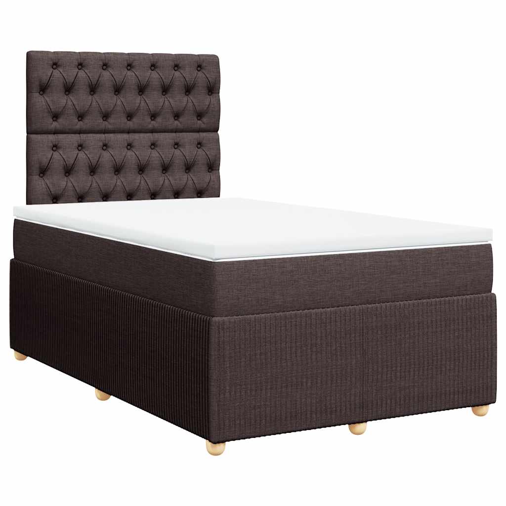 vidaXL Boxspring met matras stof donkerbruin 120x190 cm afbeelding