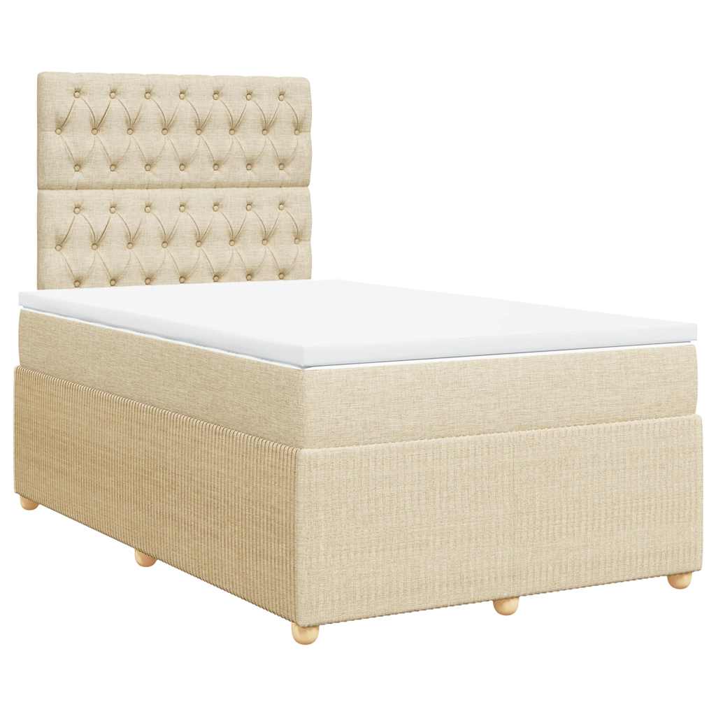 vidaXL Boxspring met matras stof crèmekleurig 120x190 cm afbeelding