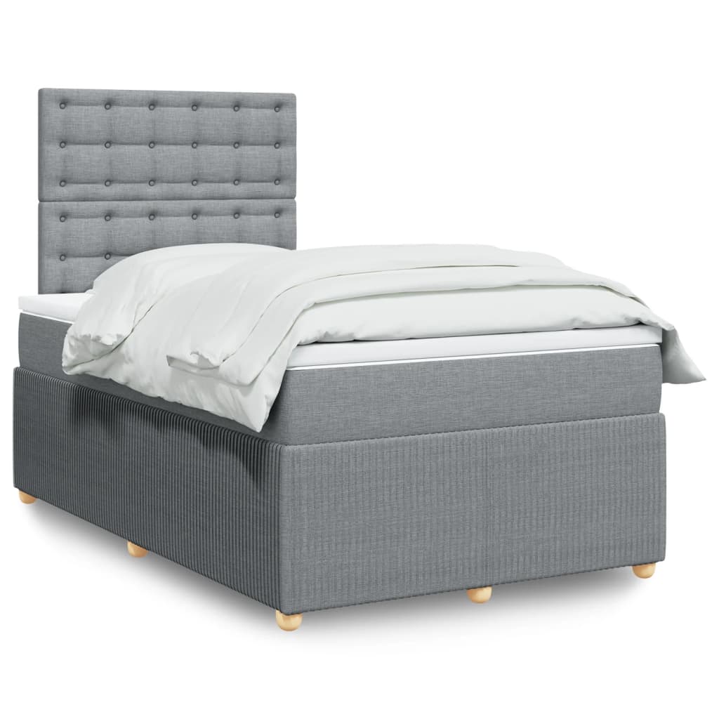 Boxspringbett mit Matratze Hellgrau 120×190 cm Stoff