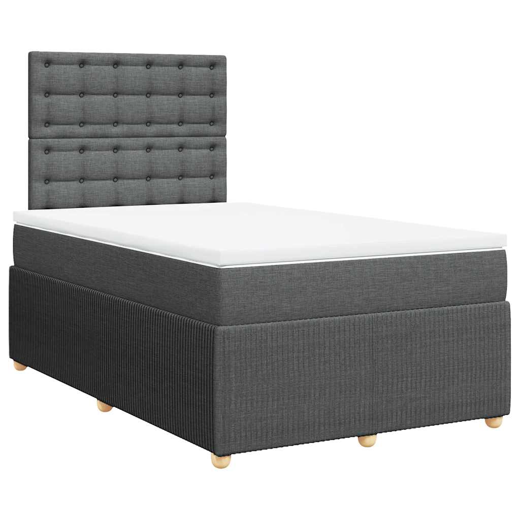 vidaXL Boxspring met matras stof donkergrijs 120x190 cm afbeelding