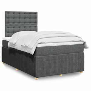 Box spring postel s matrací tmavě šedá 120x190 cm textil - obrázek 1