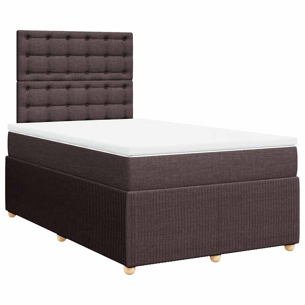 vidaXL Boxspring met matras stof donkerbruin 120x190 cm afbeelding