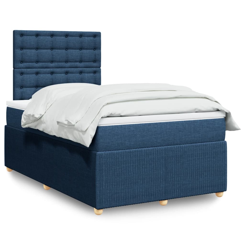 Boxspringbett mit Matratze Blau 120×190 cm Stoff