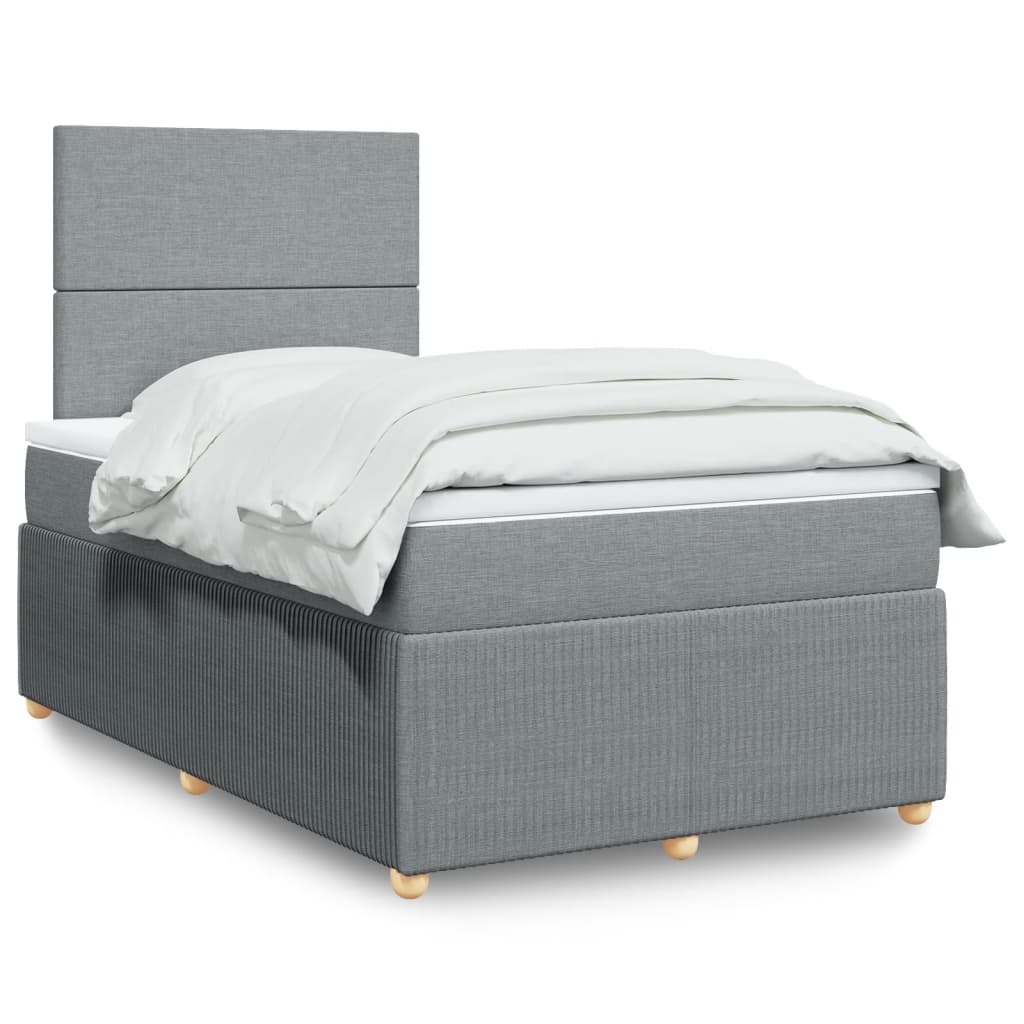 Boxspringbett mit Matratze Hellgrau 120×200 cm Stoff