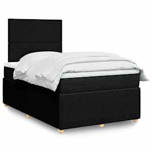 Box spring postelja z vzmetnico črn 120x200 cm blago