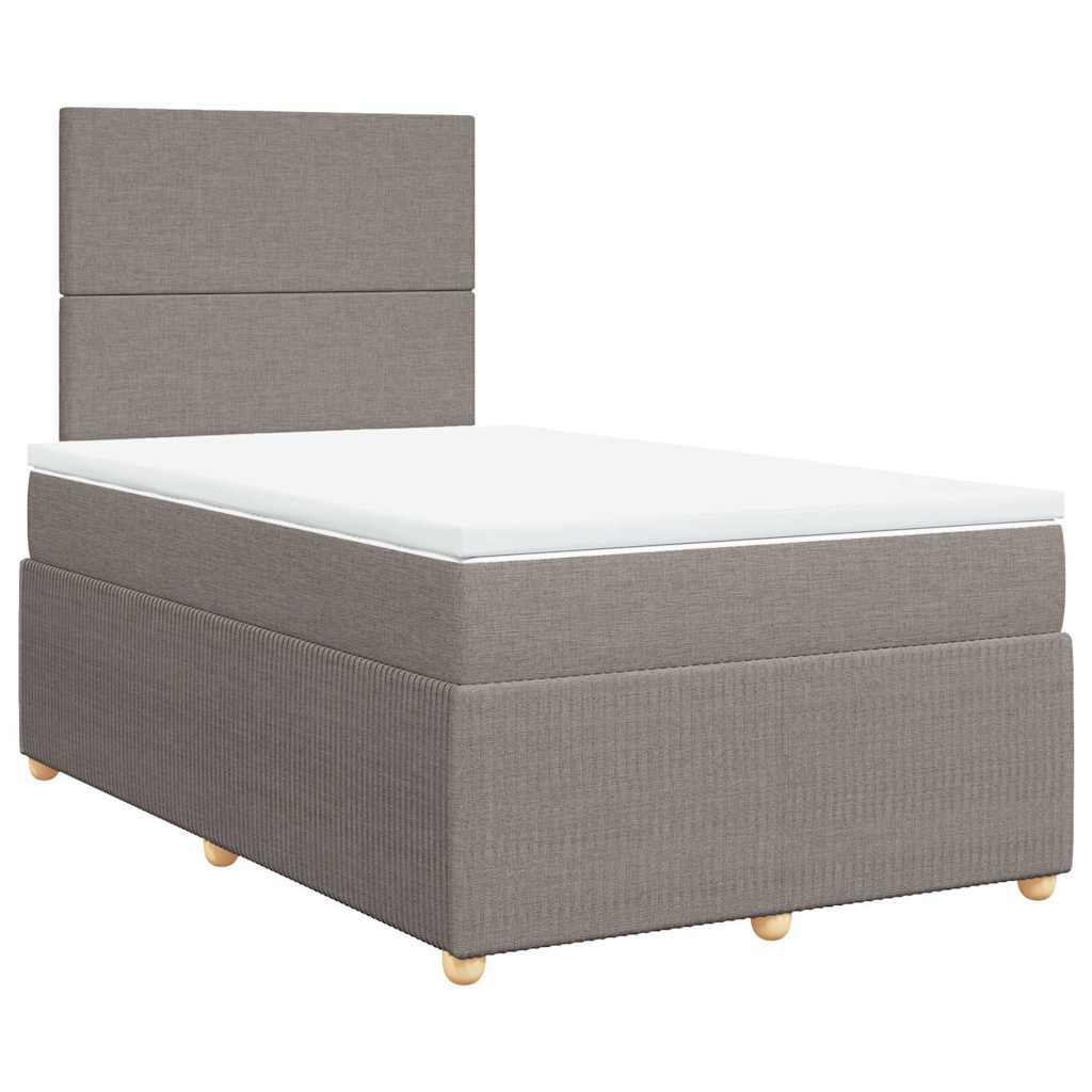vidaXL Boxspring met matras stof taupe 120x200 cm afbeelding