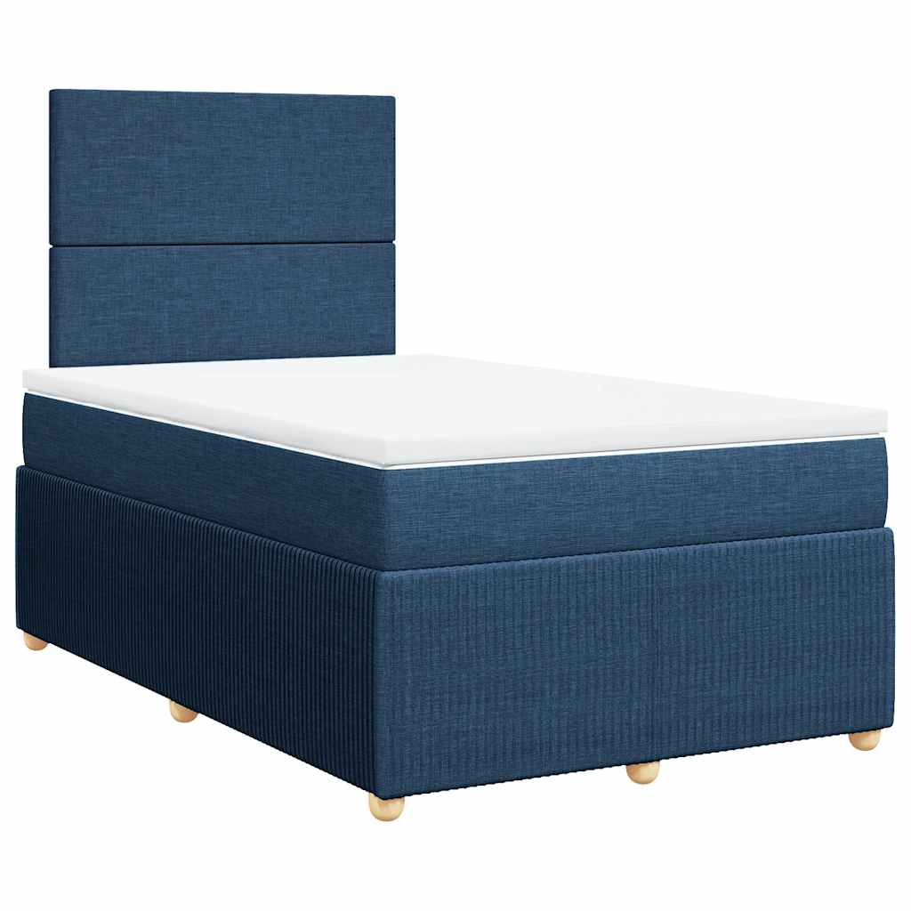 vidaXL Boxspring met matras stof blauw 120x200 cm afbeelding