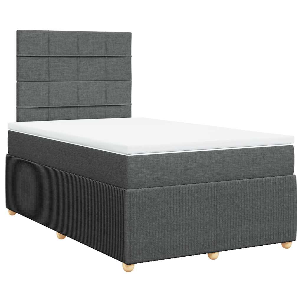 vidaXL Boxspring met matras stof donkergrijs 120x200 cm afbeelding