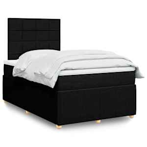Box spring postelja z vzmetnico črn 120x200 cm blago