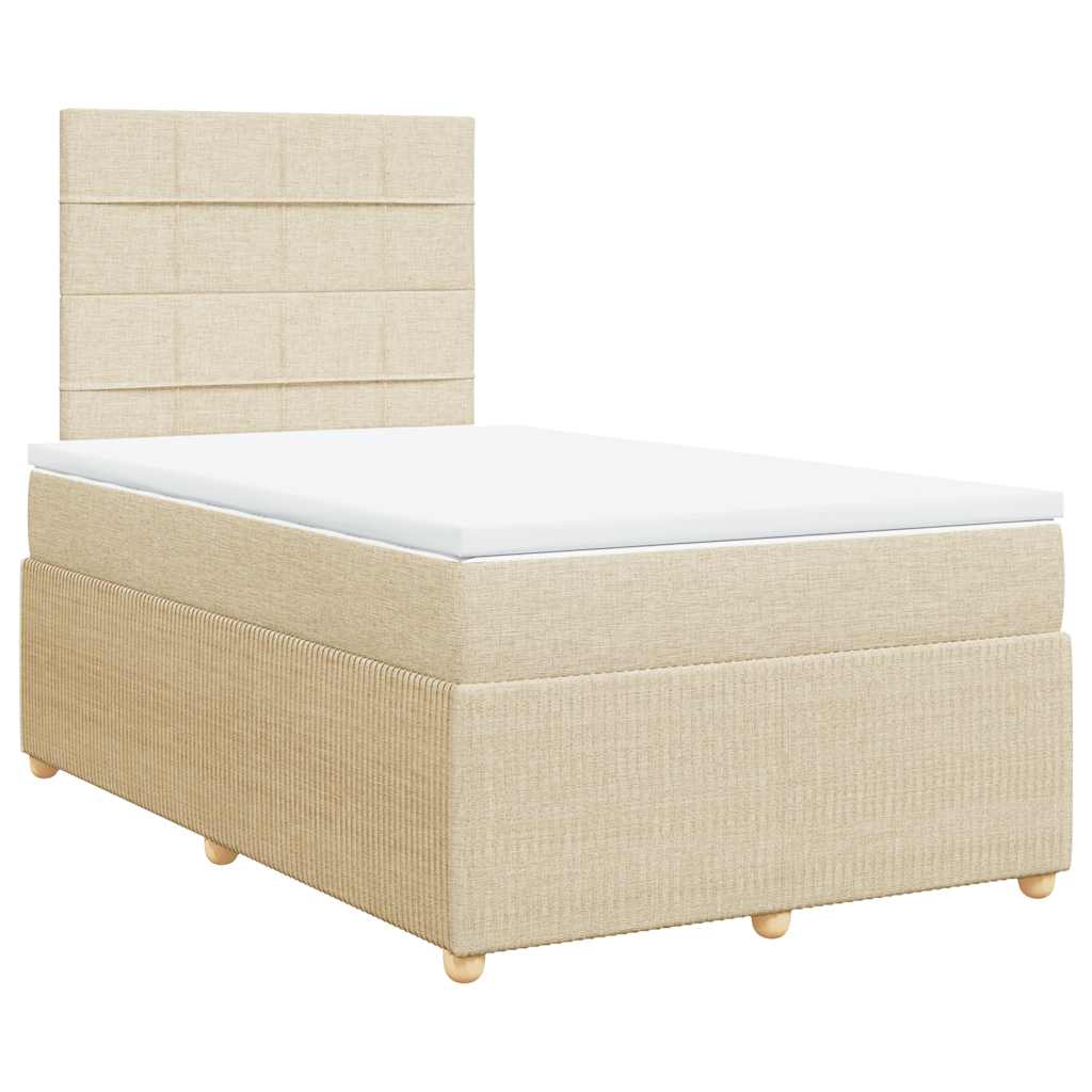 vidaXL Boxspring met matras stof crèmekleurig 120x200 cm afbeelding