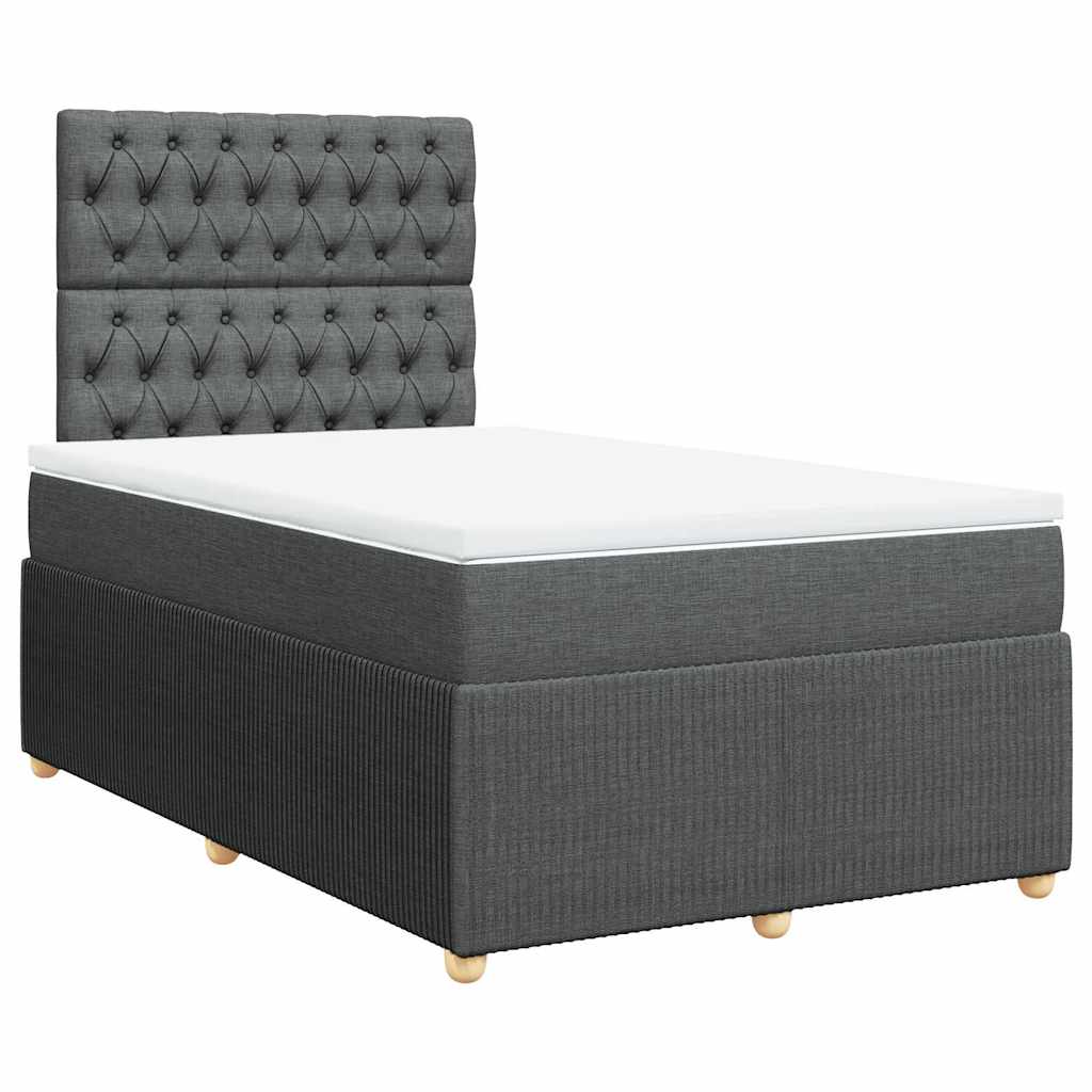vidaXL Boxspring met matras stof donkergrijs 120x200 cm afbeelding
