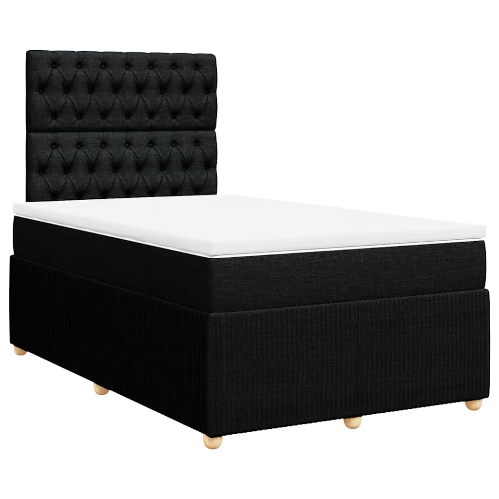 vidaXL Boxspring met matras stof zwart 120x200 cm afbeelding
