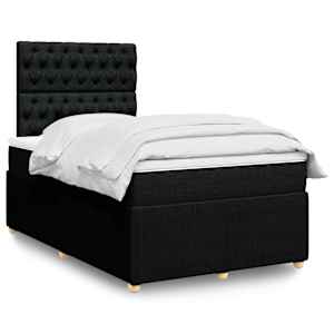 Box spring postelja z vzmetnico črn 120x200 cm blago