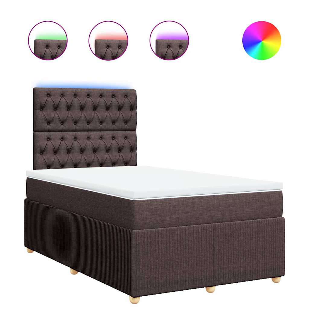 vidaXL Box spring postel s matrací tmavě hnědá 120x200 cm textil