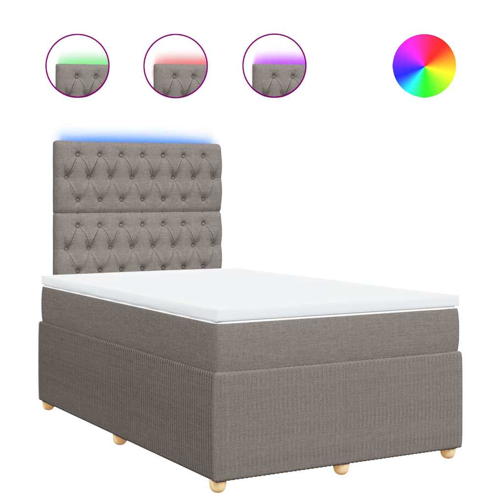 vidaXL Boxspring met matras stof taupe 120x200 cm, foto 3