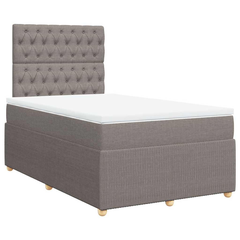 vidaXL Boxspring met matras stof taupe 120x200 cm afbeelding