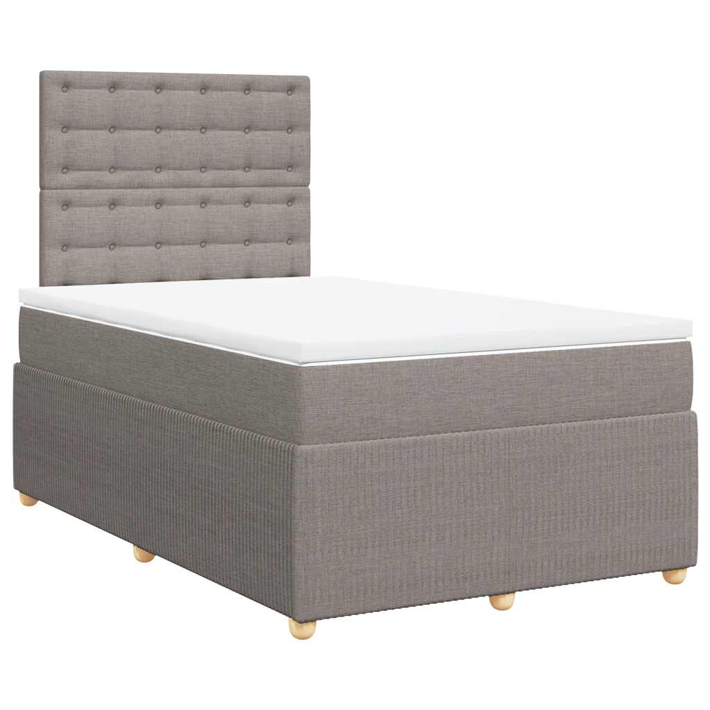 vidaXL Boxspring met matras stof taupe 120x200 cm afbeelding