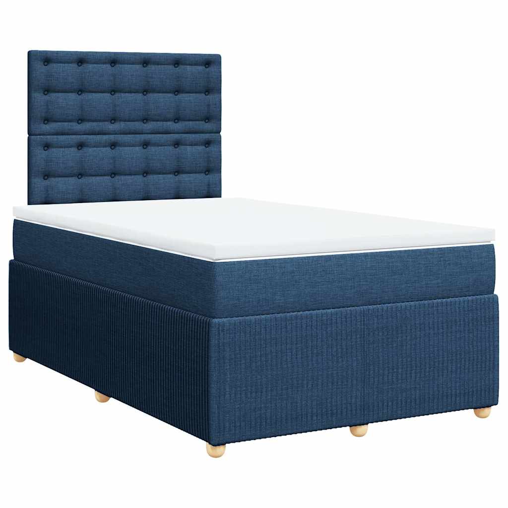 vidaXL Boxspring met matras stof blauw 120x200 cm afbeelding