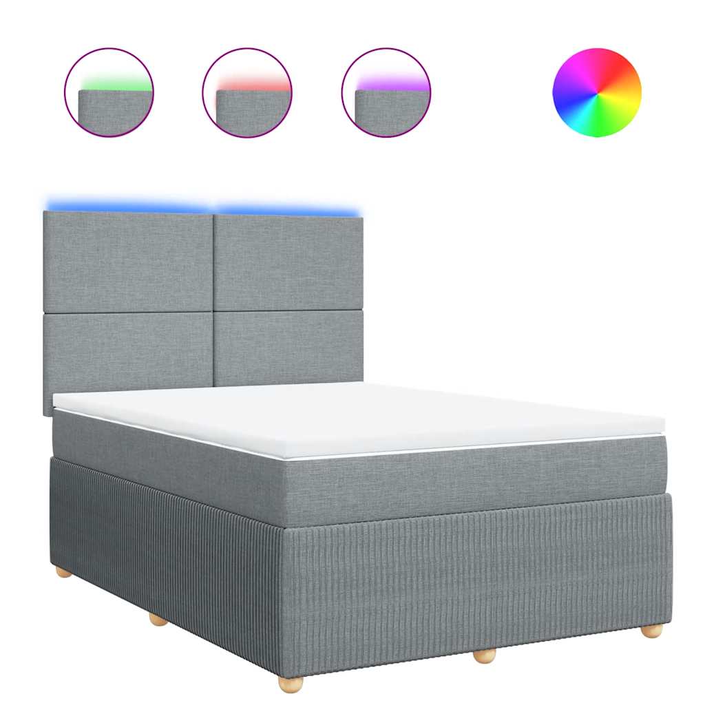Thumbnail - vidaXL Boxspringbett mit Matratze Hellgrau 140x190 cm Stoff