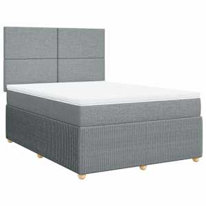 Box spring postel s matrací světle šedá 140 x 190 cm textil - obrázek 3
