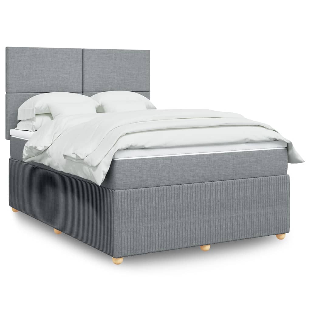 vidaXL Boxspringbett mit Matratze Hellgrau 140x190 cm Stoff