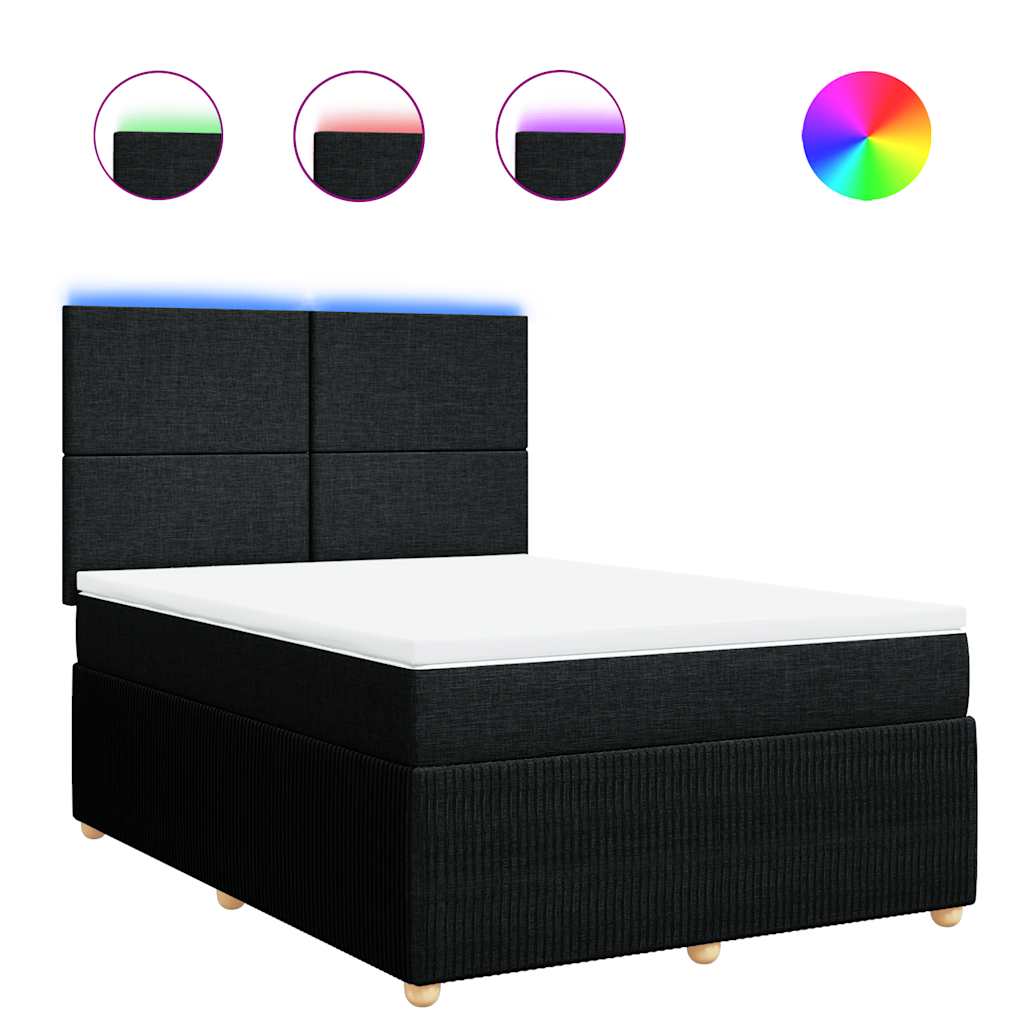 vidaXL Box spring postel s matrací černá 140 x 190 cm textil