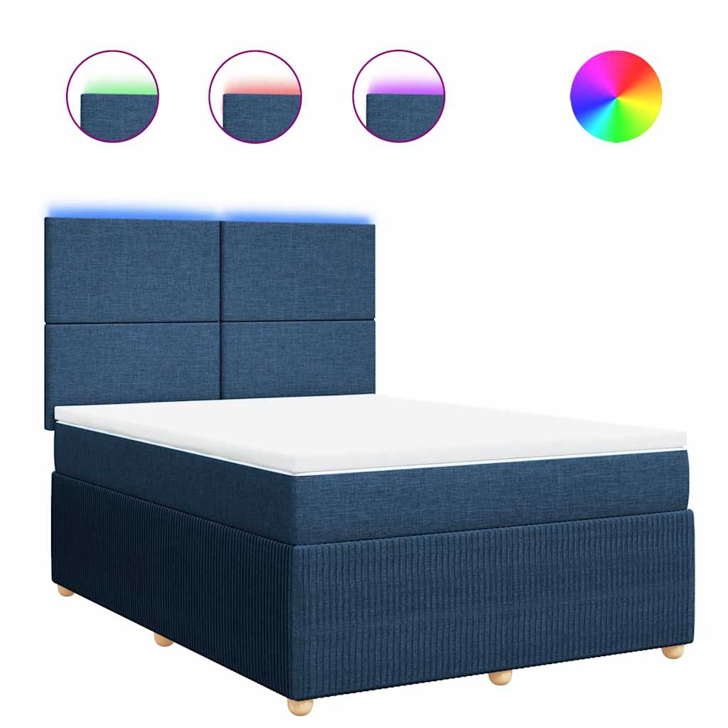 Thumbnail - vidaXL Boxspringbett mit Matratze Blau 140x190 cm Stoff