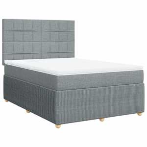 Box spring postel s matrací světle šedá 140 x 190 cm textil - obrázek 3
