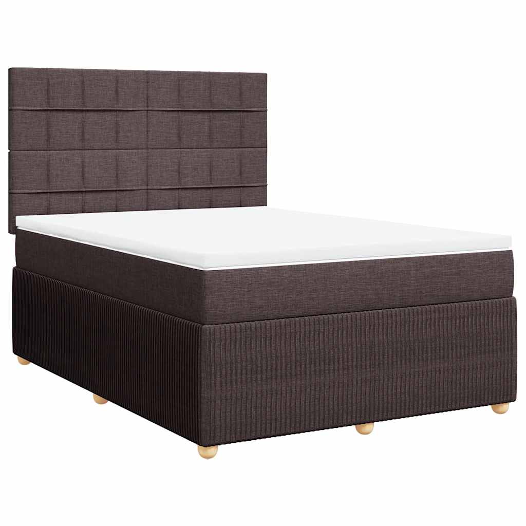 vidaXL Boxspring met matras stof donkerbruin 140x190 cm afbeelding